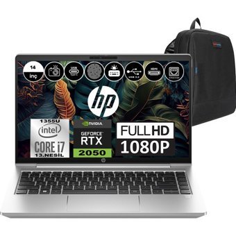 Hp ProBook 440 G10 8A569EAWP10 Harici GeForce RTX 2050 Intel Core i7 1355U 64 GB Ram 512 GB SSD 14 inç Full HD Windows 11 Pro Gaming Laptop + Weblegelsin Çanta