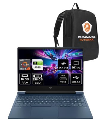 Hp Victus 16 A05N8EA Harici GeForce RTX 4060 AMD Ryzen 7 8845HS 16 GB Ram 256 GB SSD 16.1 inç Full HD Freedos Gaming Laptop + PER4 Çanta