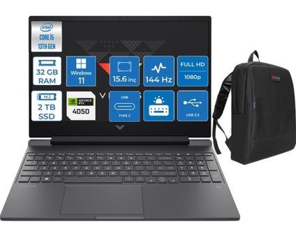 Hp Victus A0BH2EAWH15 Harici GeForce RTX 4050 Intel Core i5 13420H 32 GB Ram 2 TB SSD 15.6 inç Full HD Windows 11 Home Gaming Laptop + Zetta Çanta