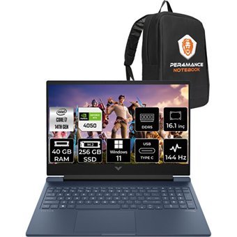 Hp Victus 16 9J253EAPN361 Harici GeForce RTX 4050 Intel Core i7 14700HX 40 GB Ram 256 GB SSD 16.1 inç Full HD Windows 11 Home Gaming Laptop + PER4 Çanta