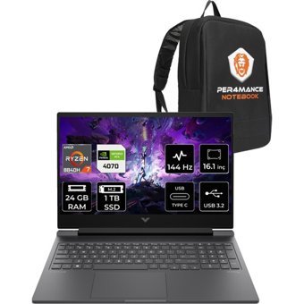 Hp Victus 16 A05N6EAPN313 Harici GeForce RTX 4070 AMD Ryzen 7 8840H 24 GB Ram 1 TB SSD 16.1 inç Full HD Freedos Gaming Laptop + PER4 Çanta