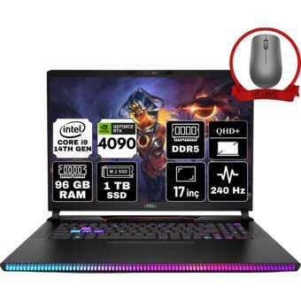 MSI Raider GE78 Hx 14VIG-872TR-A30 Harici GeForce RTX 4090 Intel Core i9 14900HX 96 GB Ram 1 TB SSD 17 inç QHD+ Freedos Gaming Laptop