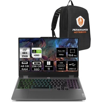 Lenovo LOQ 83GS007XTRP406 Harici GeForce RTX 4060 Intel Core i5 12450HX 48 GB Ram 256 GB SSD 15.6 inç Full HD Windows 11 Pro Gaming Laptop + PER4 Çanta