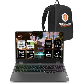 Lenovo LOQ 83GS007WTRP303 Harici GeForce RTX 4050 Intel Core i5 12450HX 8 GB Ram 1 TB SSD 15.6 inç Full HD Freedos Gaming Laptop + PER4 Çanta