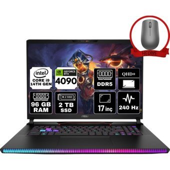 MSI Raider GE78 Hx 14VIG-872TR-A31 Harici GeForce RTX 4090 Intel Core i9 14900HX 96 GB Ram 2 TB SSD 17 inç QHD+ Freedos Gaming Laptop