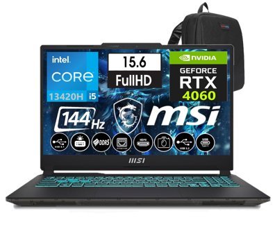 MSI Cyborg 15 A13VF-896XTRW21 Harici GeForce RTX 4060 Intel Core i5 13420H 24 GB Ram 512 GB SSD 15.6 inç Full HD Windows 11 Home Gaming Laptop + Weblegelsin Çanta