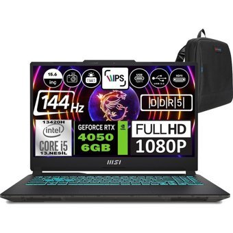 MSI Cyborg 15 A13VE1478XTRWF12 Harici GeForce RTX 4050 Intel Core i5 13420H 64 GB Ram 4 TB SSD 15.6 inç Full HD Freedos Gaming Laptop + Zetta Çanta