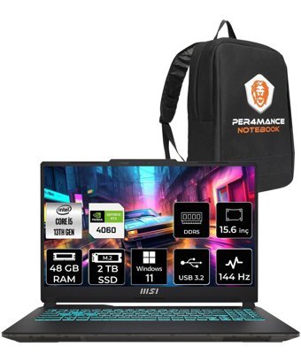 MSI Cyborg 15 A13VF-895XTR Harici GeForce RTX 4060 Intel Core i5 13420H 48 GB Ram 2 TB SSD 15.6 inç Full HD Windows 11 Pro Gaming Laptop + PER4 Çanta