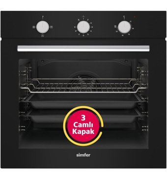 Simfer 8205 76 lt A Enerji Sınıfı Analog Ocaksız Tam Boy Ankastre Fırın Siyah