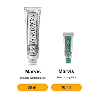 Marvis Smokers Whitening Mint Naneli Florürlü Diş Macunu 85 ml + Classic Strong Mint Diş Macunu 10 ml