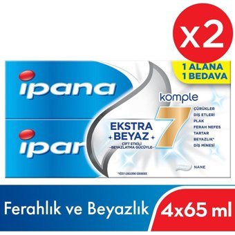 İpana Komple 7 Beyazlık Naneli Florürlü Diş Macunu 2x65 ml