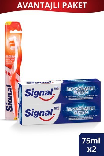 Signal Beyazlatıcı Sistem Naneli Florürlü Diş Macunu 2x75 ml