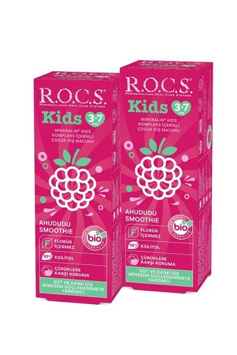 R.O.C.S. Ahududu Smoothie Organik Florürsüz 3-7 Yaş Çocuk Diş Macunu 2x45 gr