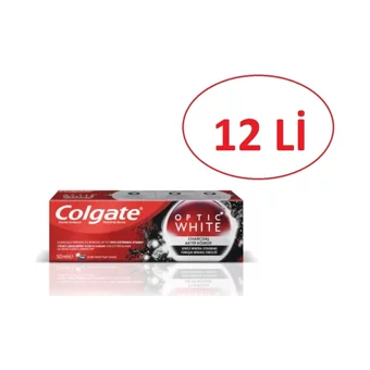 Colgate Optik White Kömürlü Organik Florürlü Diş Macunu 12x50 ml