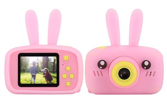 Lazmin112 Sevimli Tavşan Mini Full HD Kompakt Dijital Fotoğraf Makinesi Pembe