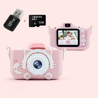 Tuomeng Sevimli Kedi Mini Full HD Kompakt Dijital Fotoğraf Makinesi Pembe