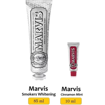 Marvis Smokers Whitening Mint Naneli Florürlü Diş Macunu 85 ml + Cinnamon Mint Diş Macunu 10 ml