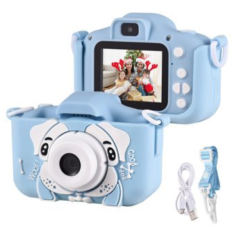 Cankypu Mini Full HD Sevimli Köpek Kompakt Çocuk Dijital Fotoğraf Makinesi Mavi