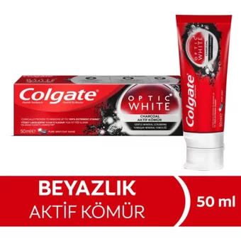 Colgate Optic White Charcoal Kömürlü Organik Florürlü Diş Macunu 12x50 ml