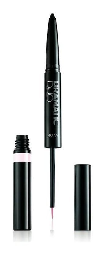 Avon Dramatic Duo 2'si 1 Arada Çift Taraflı Suya Dayanıklı Mat Siyah Kalıcı İnce-Kalın Uçlu Fırça Kalem Eyeliner