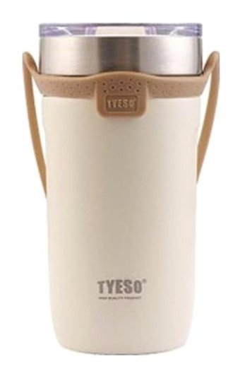 Tyeso Soulmate Paslanmaz Çelik-Silikon 550 ml Outdoor Matara Termos Krem