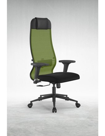 Ergolife Sit 10-B1-111D Başlıklı Kolçaklı Dönerli Yeşil Çalışma Sandalyesi