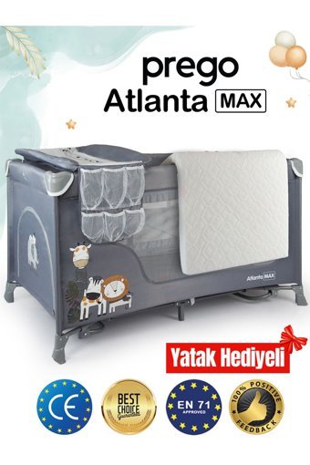 Prego Orginal Atlanta Alüminyum 25 kg Kapasiteli Ayarlanabilir Katlanabilir 70x120 cm Park Yatak