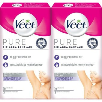 Veet Pure Tüm Ciltler Hipoalerjenik 2x16 adet Bikini Bölgesi-Koltuk Altı Sir Ağda Bandı