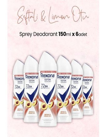 Rexona Şeftali ve Limon Otu Antiperspirant Sprey Kadın Deodorant 6x150 ml