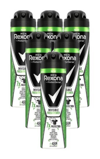 Rexona Motion Sense Inivisible Fresh Power Ter Önleyici Antiperspirant Sprey Erkek Deodorant 6x150 ml