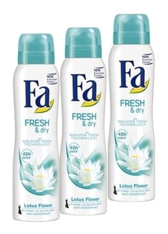 Fa Fresh Dry Lotus Sprey Kadın Deodorant 3x150 ml