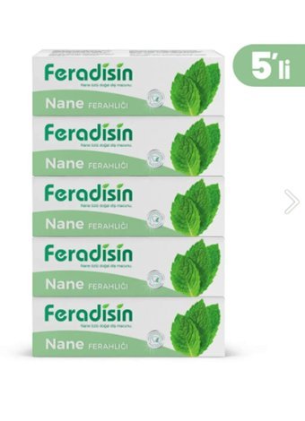 Feradisin Naneli Organik Florürsüz Tüm Yaşlar Diş Macunu 5x75 ml