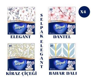 Selpak Deluxe Elegant Desenli Kağıt Peçete 80'li