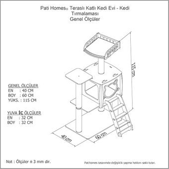 Patihomes Modern Kule Tipi Tırmalamalı 4 Katlı İç Mekan Mdf Lam Kedi Evi Ahşap-Beyaz