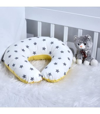 Ebabynest Big Star Serisi Elyaf Sırt Destekli Yıkanabilir Sarı Emzirme Yastığı