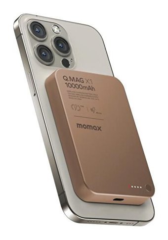 Momax Q Mag X1 10000 mAh Hızlı Şarj Mıknatıslı Işıklı Dijital Göstergeli USB Type C Çoklu Bağlantı Kablosuz Powerbank Gold