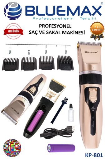 Bluemax KP-801 Saç Sakal 5 Başlıklı Sinekkaydı Kuru Tıraş Makinası