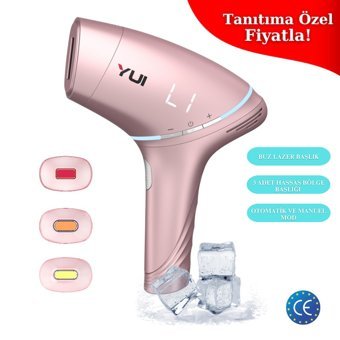 Yui IPLV15 Pro 900000 Atım Atımlı Yüz Koltuk Altı Genital Bölge Tüm Vücut İçin 4 Başlıklı Buzlu IPL Lazer Epilasyon Aleti Pembe