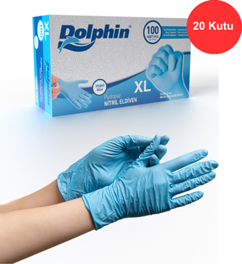 Dolphin Nitril Pudrasız Mavi XLarge Temizlik Temizlik Eldiveni 100x20 Paket