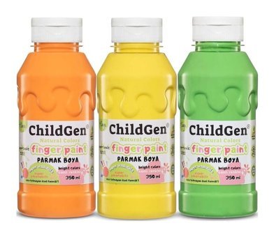 ChildGen Organik Yıkanabilir 350 ml 3'lü Çok Renkli Parmak Boyası