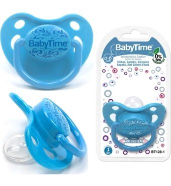 Babytime BT128 No:1 0-6 Ay Ortodontik Damaklı Silikon Emzik Mavi