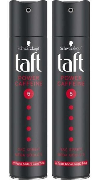 Schwarzkopf Taft Power Caffeine Sabitleyici Islak Görünümlü Kafeinli Güçlü Saç Spreyi 2x250 ml