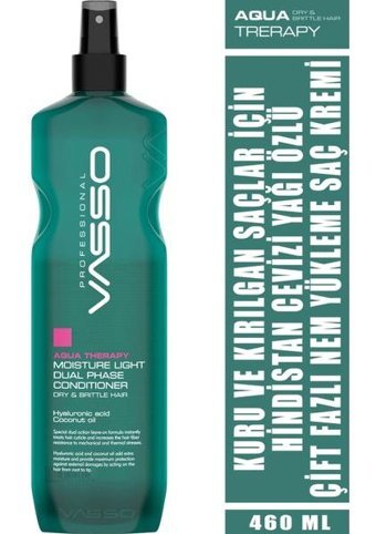 Vasso Vasso Aqua Therapy Nemlendirici Islak Görünümlü Hindistan Cevizi Yağlı Hafif Saç Spreyi 460 ml