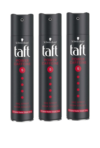 Schwarzkopf Taft Power Caffeine No: 5 Sabitleyici Islak Görünümlü Provitaminli Saç Spreyi 3x250 ml