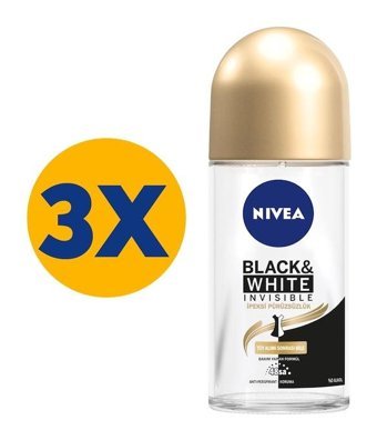 Nivea Black&White Invisible İpeksi Pürüzsüzlük Pudrasız Ter Önleyici Antiperspirant Sprey Kadın Deodorant 3x50 ml