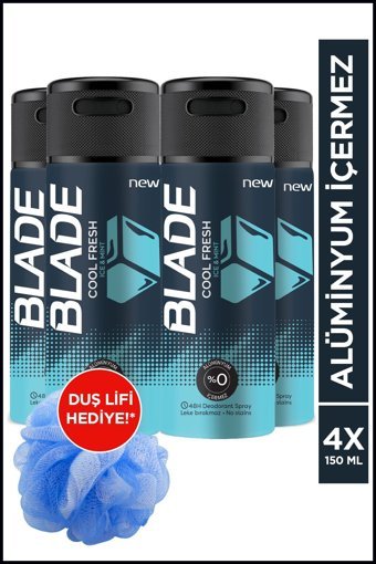 Blade Cool Fresh Pudrasız Ter Önleyici Antiperspirant Sprey Erkek Deodorant 4x150 ml