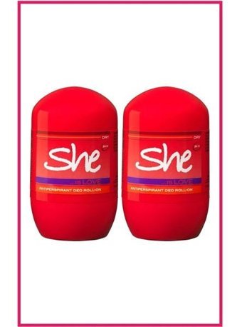 She Is Love Pudrasız Ter Önleyici Antiperspirant Roll-On Kadın Deodorant 2x40 ml