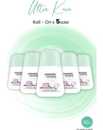 Garnier Mineral Ultra Kuru Pudrasız Ter Önleyici Antiperspirant Roll-On Kadın Deodorant 5x150 ml