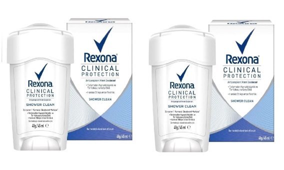 Rexona Clinical Protection Shower Clean Pudrasız Ter Önleyici Antiperspirant Stick Kadın Deodorant 2x45 ml