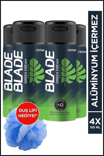 Blade Green Dream Pudrasız Ter Önleyici Antiperspirant Sprey Erkek Deodorant 4x150 ml